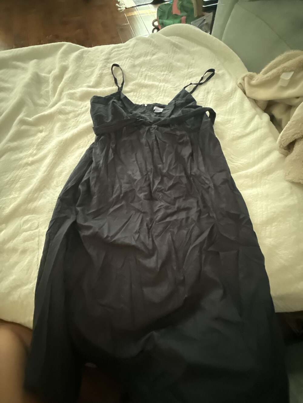 Gap Maternity Black Front-Tie Spaghetti Strap Maxi Dress Size L